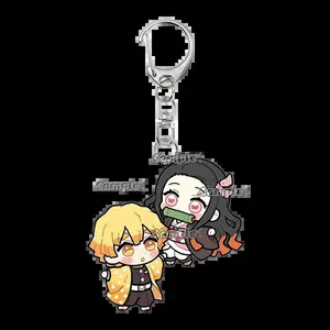 Couple Kamado Tanjiro Tsuyuri Kanawo Shinobu Anime Characters Acrylic Keychain Cartoon Charm Jewelry Ornaments Fans Gift for Her