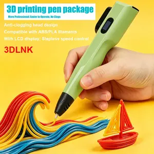 3dlnk 07a 3D Printer Pen Set, LCD Display, Nozzle Clogging Prevention, Abs & Pla Compatible, 5m 10 Colors Filament, Ideal for Craft Enthusiasts