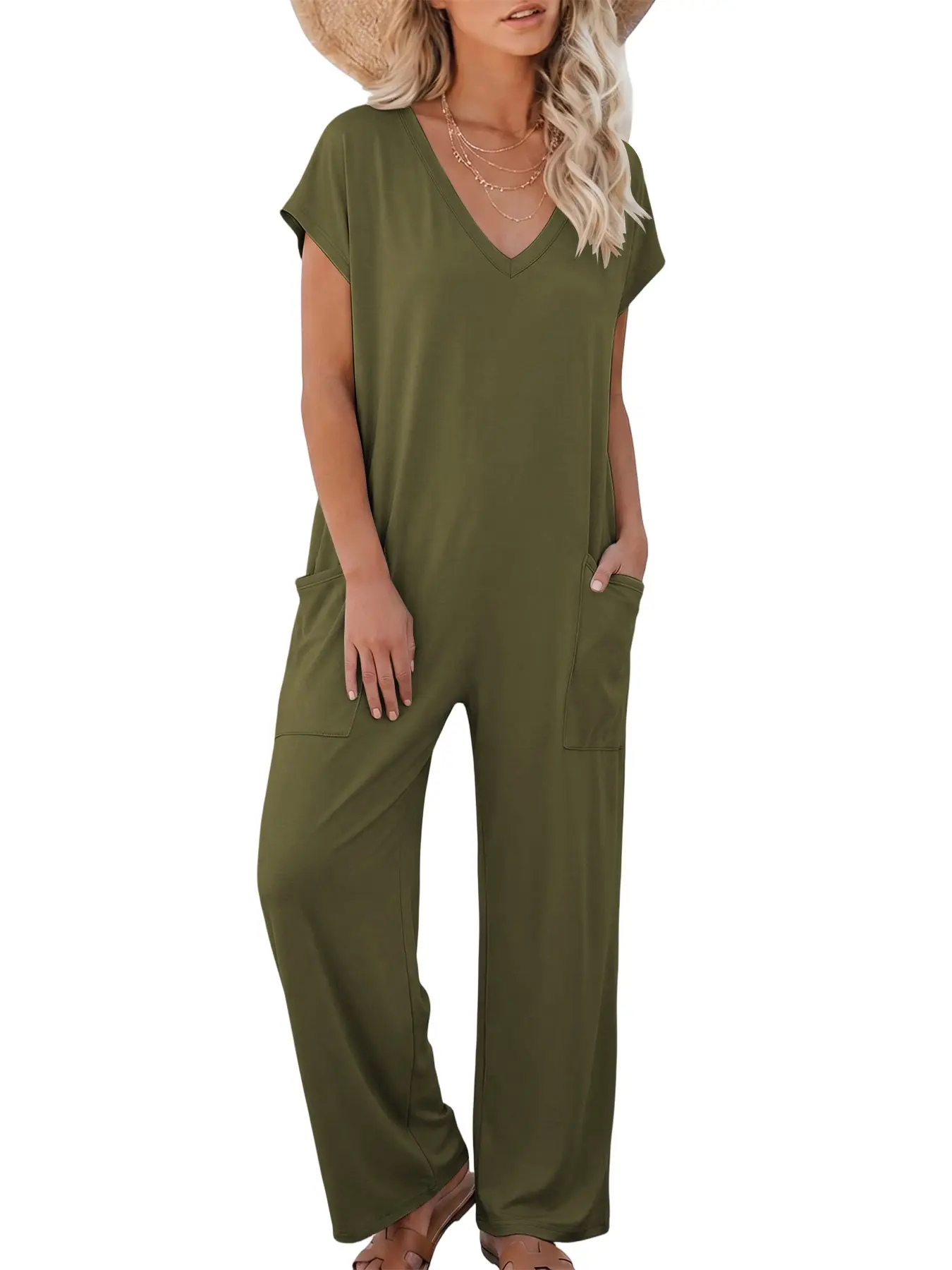 Women's Workwear Jumpsuit, Casual Comfortable Romper, Wearable at Home or Outdoors, Perfect for Shopping and Vacation