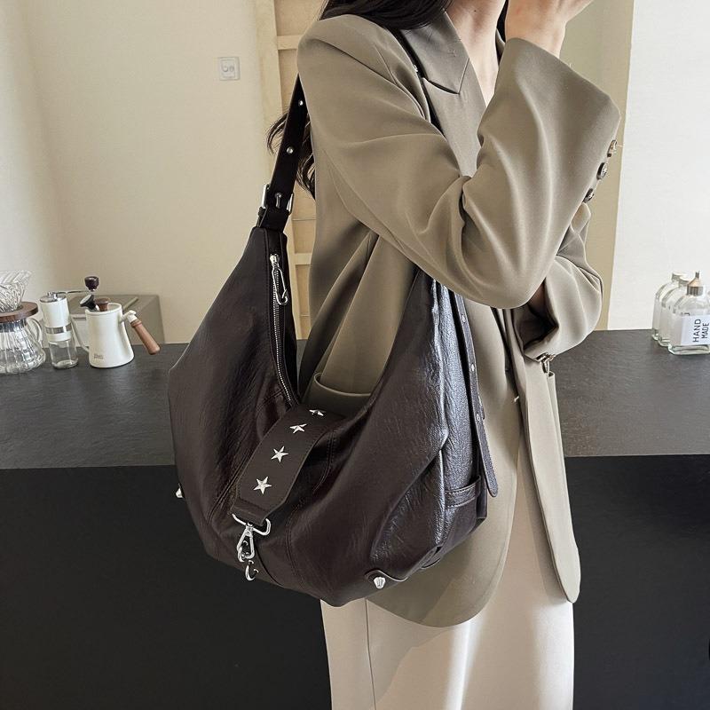 Women's large-capacity tote bag, 2025 new casual bag, fashionable retro shoulder crossbody bag, niche dumpling bag women handbags luxury designer real