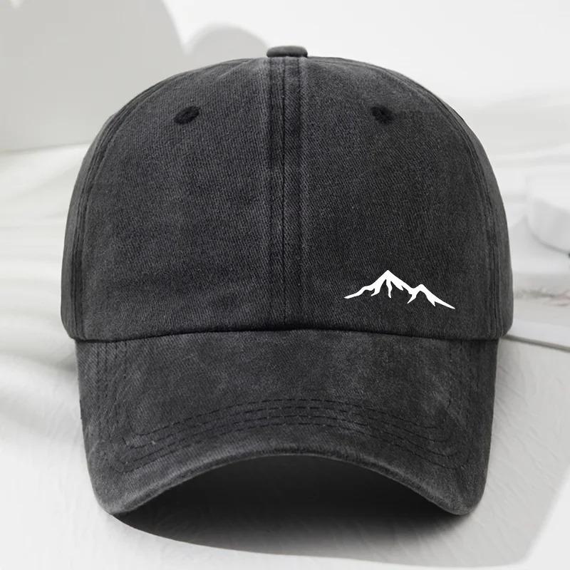 Mountain Peak Printed Washed Cap - Men's and Women's Baseball Cap - Soft Top Outdoor Mountaineering Bowler Hat