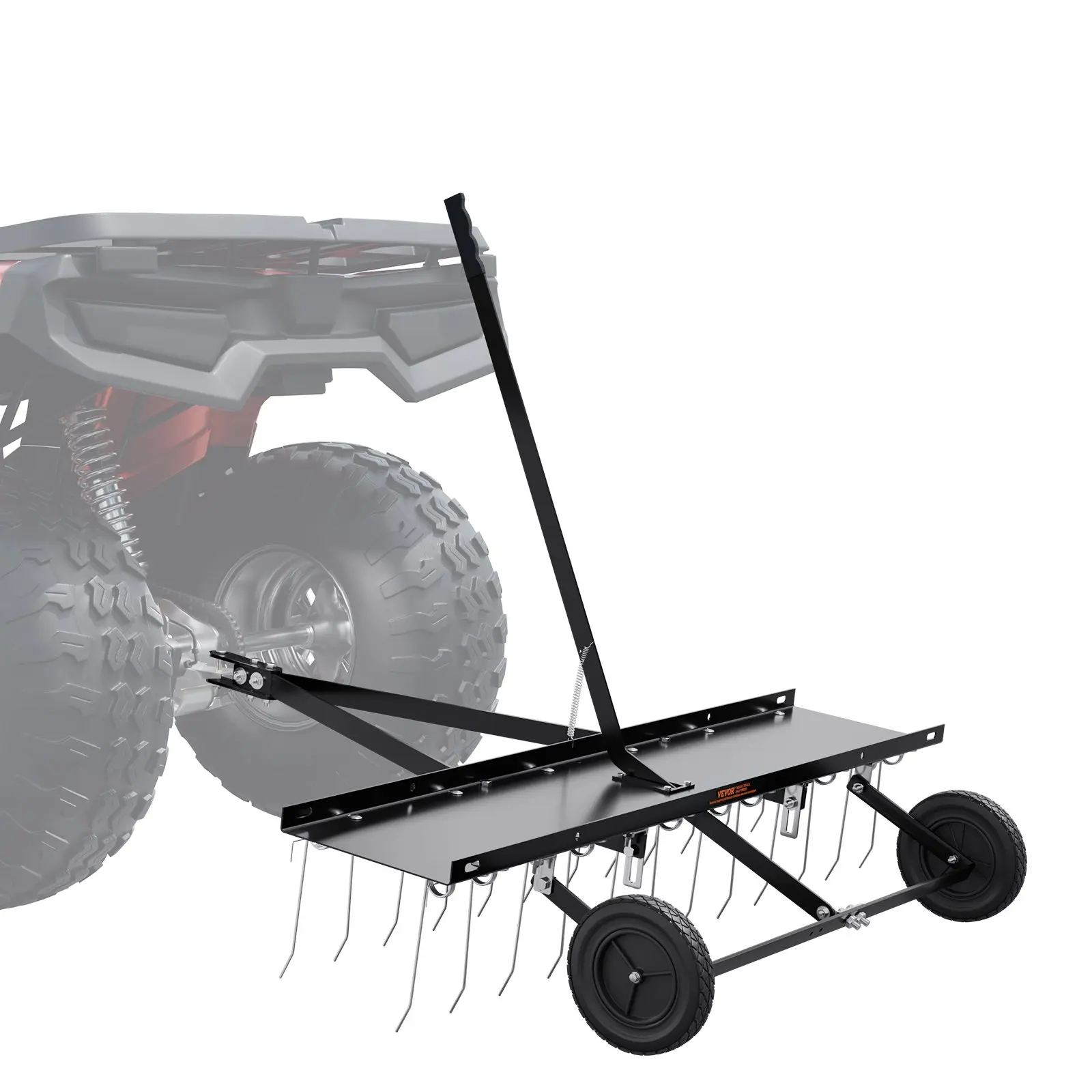 【DealsForYouDays】VEVOR Tow Behind Dethatcher, 48-inch Tow Dethatcher with 24 Spring Steel Tines, Lawn Dethatcher Rake for ATV or Mower, Tow Behind Lawn Rake with Lift Handle for Garden Farm Grass