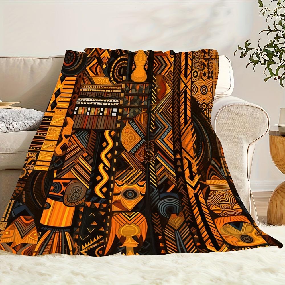 1pc Fashionable Fleece Blanket With Comfortable African Tribal Style Geometric Art Showing Rich Tribal Culture And Abstract Aesthetic Design Theme Pattern Print,Suitable As A Warm Cozy Blanket For Home Sofas, Bedding, Office Napping, Travel, And Camping 1pc Fashionable Fleece Blanket With Comfortable African Tribal Style Geometric Art Showing Rich Tribal Culture And Abstract Aesthetic Design Theme Pattern Print,Suitable As A Warm Cozy Blanket For Home Sofas, Bedding, Office Napping, Travel, And Camping