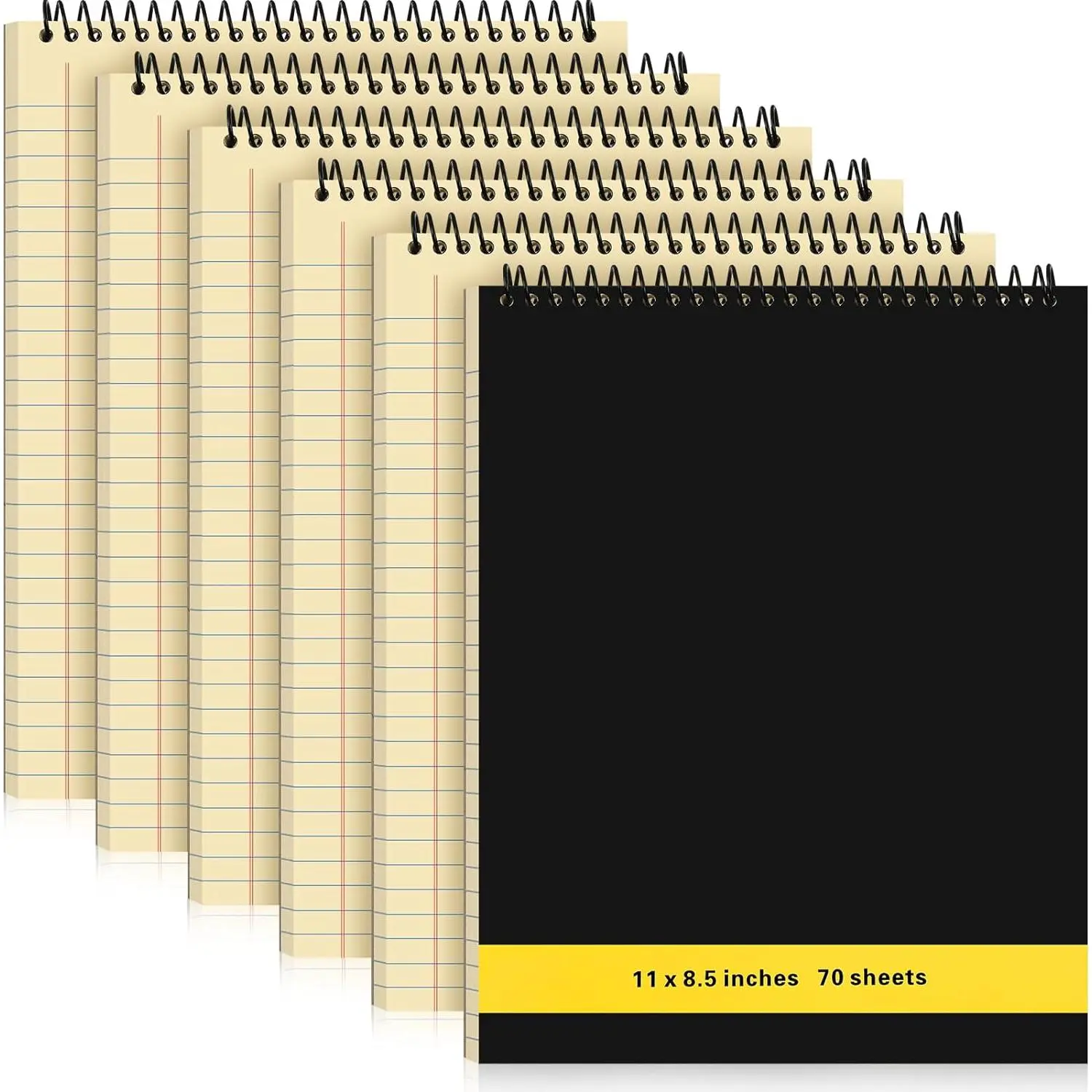 6 count Legal Pad Top Spiral Bound Notebook 70 Sheets Double Sided College Ruled Paper Notepad Memo Steno Pad with Stiff Cover for Business College(8.5 x 11 Inches,No Holes,Yellow)