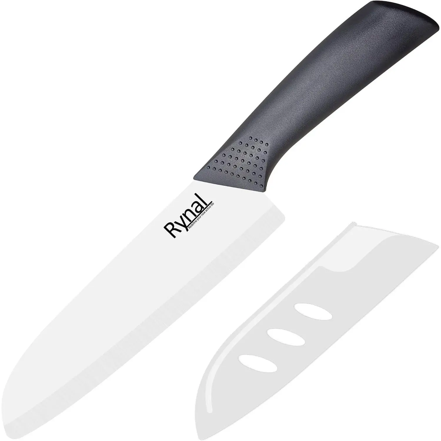 Upgrade Version 7-inch Ceramic Santoku Knife with Sheath - Light, Precise, Sharp, Nonstick Ceramic Knife - Rustproof Dishwasher Safe Chef's Kitchen Knife