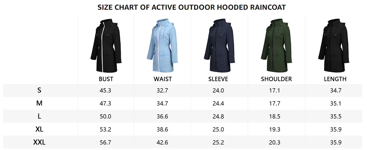 Women Waterproof Lightweight Rain Jacket Active Outdoor Hooded Raincoat