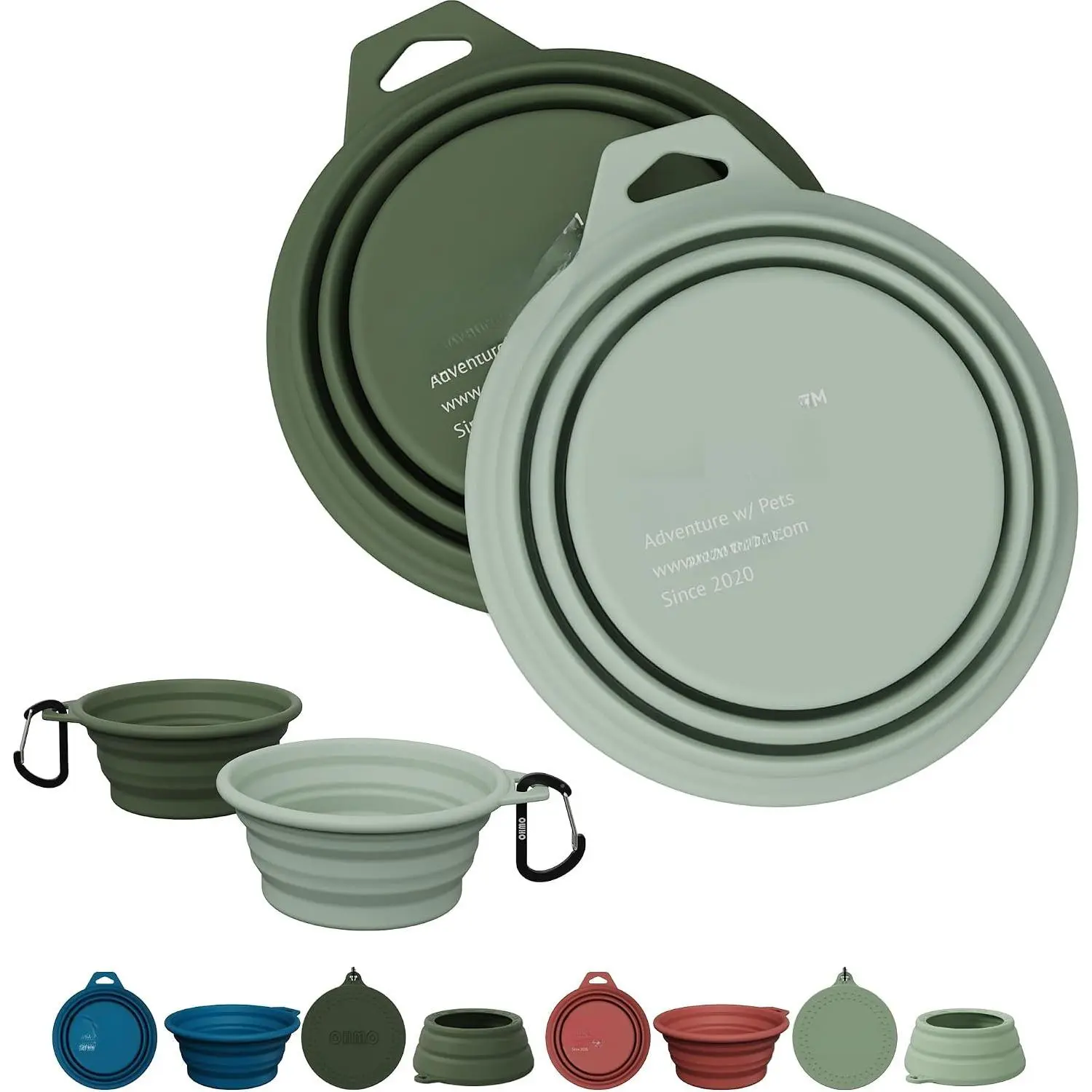Collapsible  Bowls for  Travel, 12oz, 2 count, Camo&Sage Green | Portable Water Bowl, -Friendly,  , Foldable Storage, Lightweight Carry, Hiking&Camping Gear, Easy-Clean