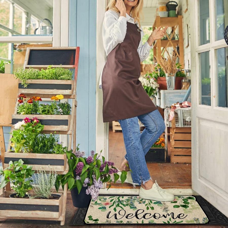 Home/Welcome Letter Pattern Door Mat, 1 Count Non-slip Rectangle Door Entrance Mat, Decorative Floor Mat for Home Living Room Bedroom Kitchen Bathroom, Boho Washable Rug