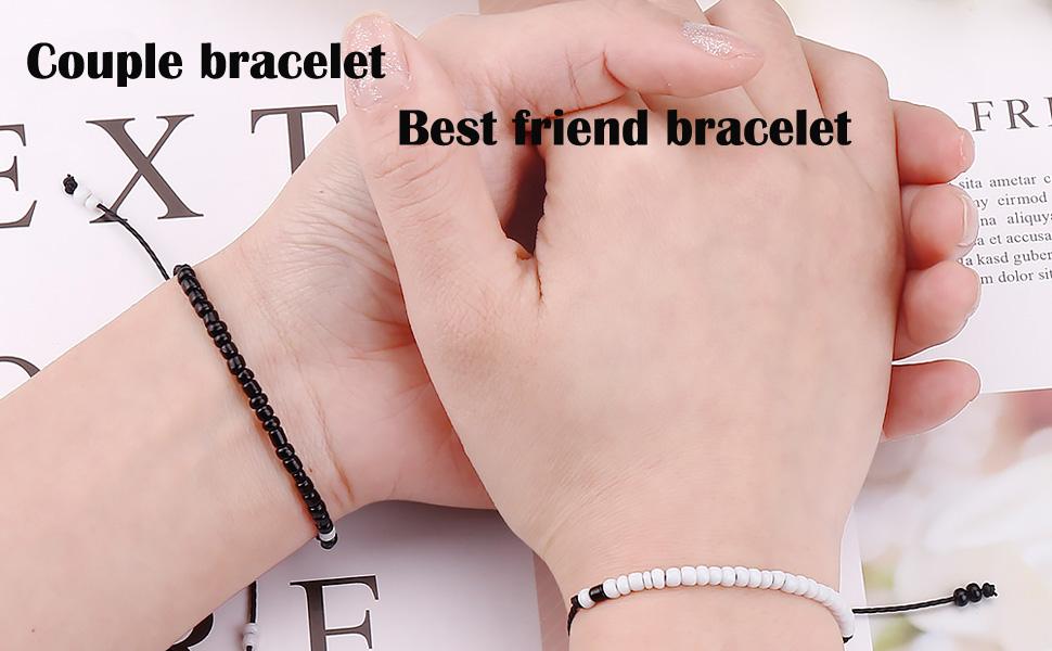 Best Friend Bracelets Couples Bracelets for 2 Matching Yin Yang His and Her Lover Bracelet Jewelry for Bff Friendship Relationship Boyfriend Girlfriend Val
