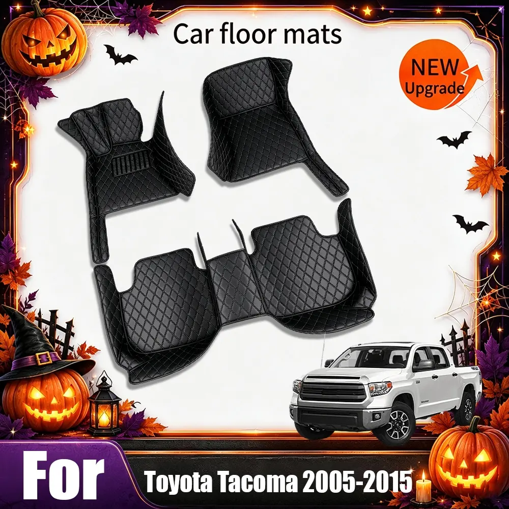 FOR Toyota Tacoma 2005–2015  Model Year PU Leather Full-Coverage Car Floor Mats, Left-Hand Drive [Exquisite Embroidery] Car Floor Mats, All-Weather Use, Modern Car Accessories, Car Floor Liners, Car Accessories