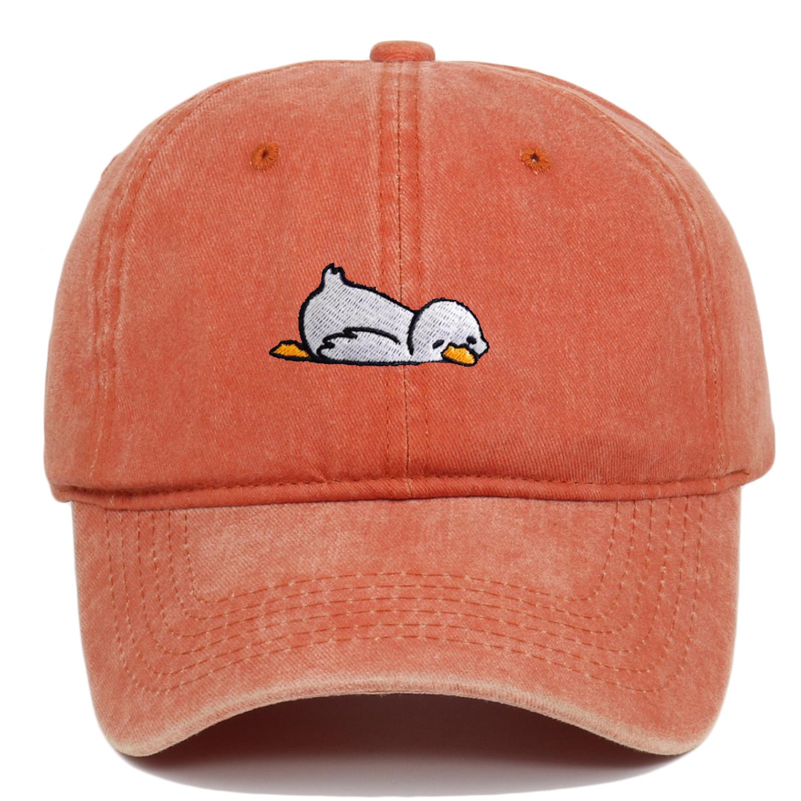 Cartoon Duck Washed Denim Baseball Cap for Women, Spring and Summer, Face-Slimming, Wide Brim, Deep Crown, Versatile Duckbill Cap