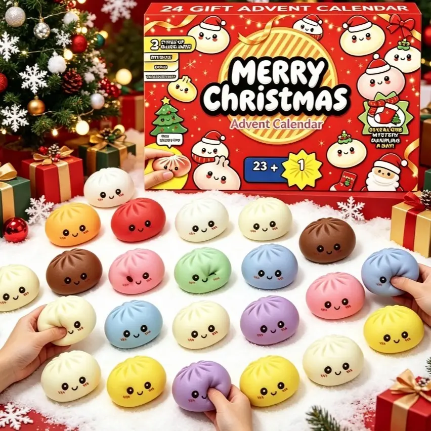 Adult Stress Relief Toy Mystery Dumpling Bag, Fidget Squishy Calendar Blind Box Surprise, Fun and Relaxing Gift Idea, Dumplings Stress Balls, Stress Ball Fidgets, Dumpling Squishies