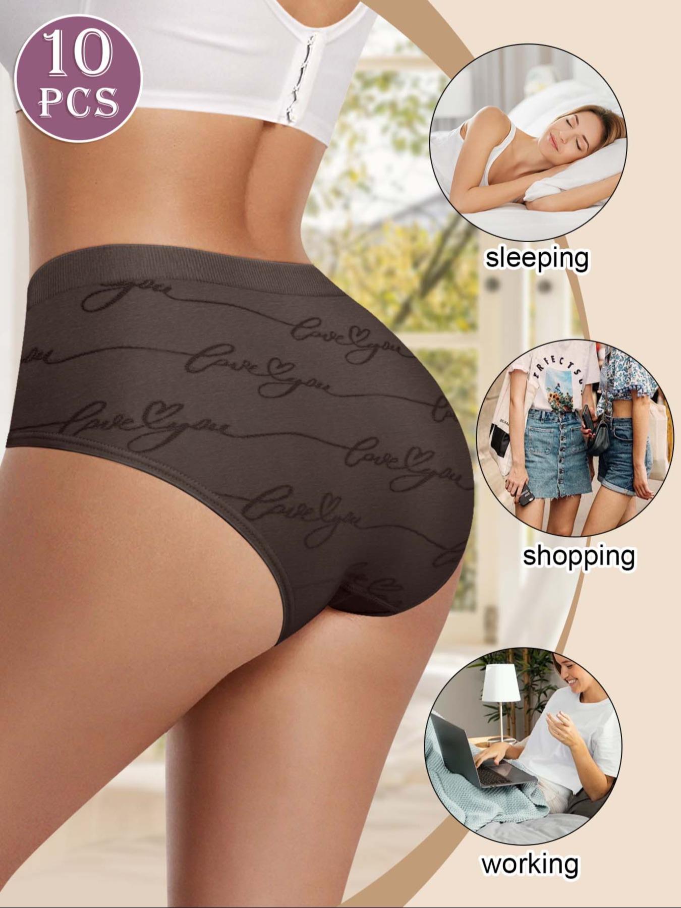 Women's Butterfly & Letter Print Brief, Soft Comfy Breathable Panty for Daily Wear, Underwear for All Seasons, Panties for Women