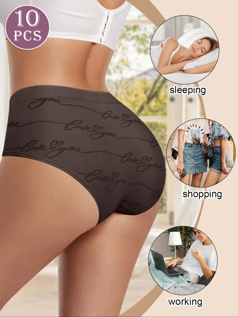 Women's Butterfly & Letter Print Brief, Soft Comfy Breathable Panty for Daily Wear, Underwear for All Seasons, Panties for Women