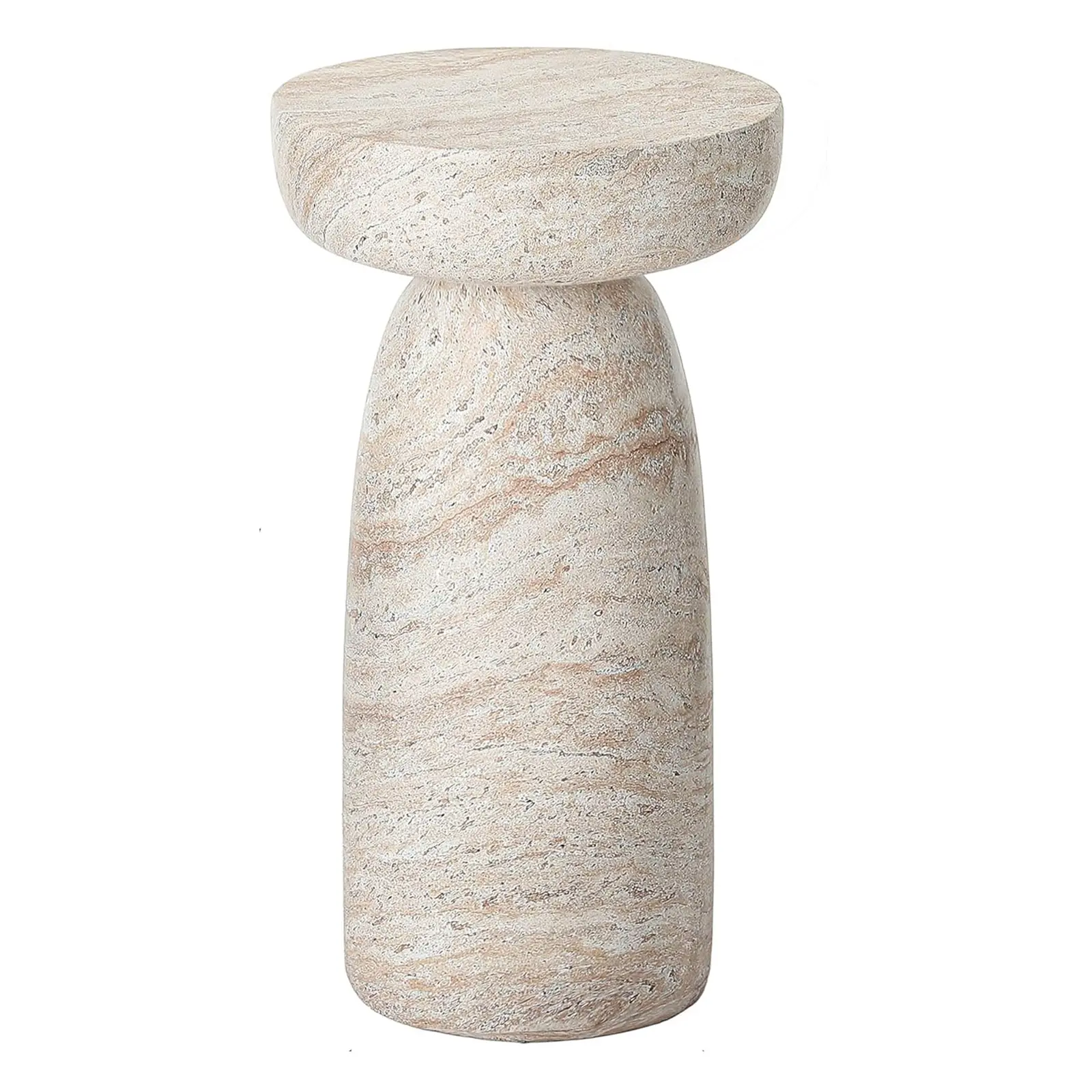 Nokaa Natural Stone Grain Mushroom Shape Side Table 13in Waterproof Freestanding Patio End Table Accent Decor for Balcony Yard Hallway Sofa Side Living Room Bedroom Indoor Outdoor, Living Room Furniture for Apartment Lounge Family Room