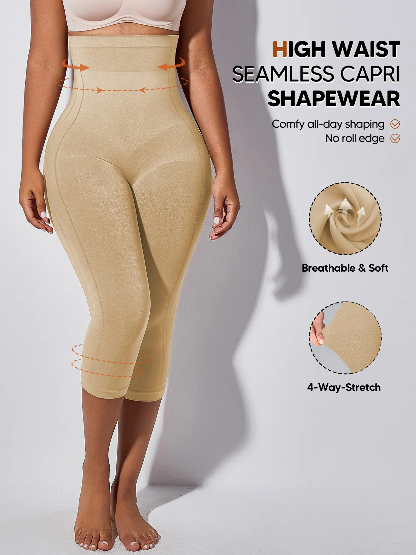 Women's High Waist Stretchy Capri Pants, Tummy Control & Butt Lift, Soft Elastic Fabric, Casual Skinny Trousers for All Seasons