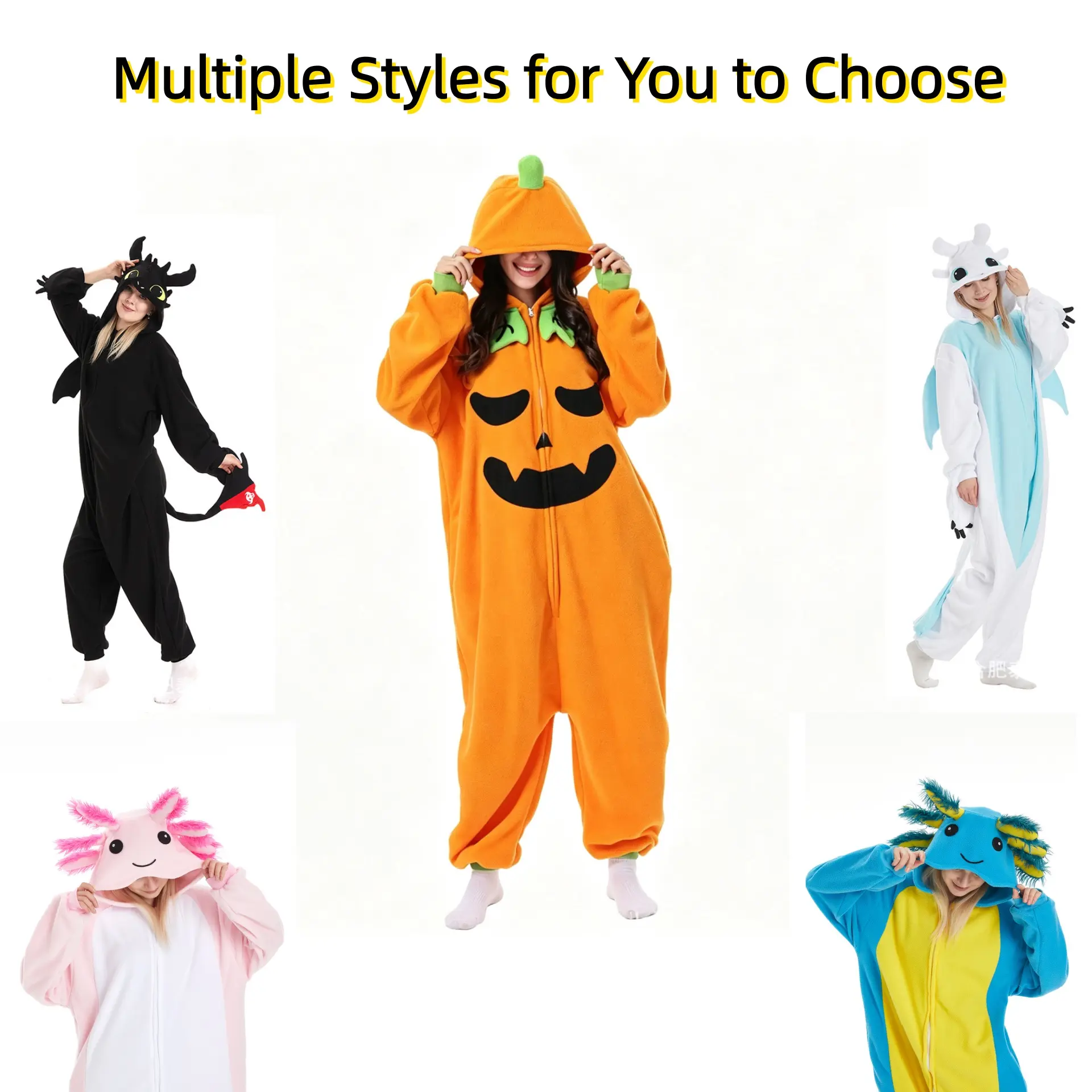 Women's Oversized Cozy Fleece Pumpkin Onesie Costume - Long Sleeve Full-Body Nightwear & Loungewear for Halloween Parties, Cosplay