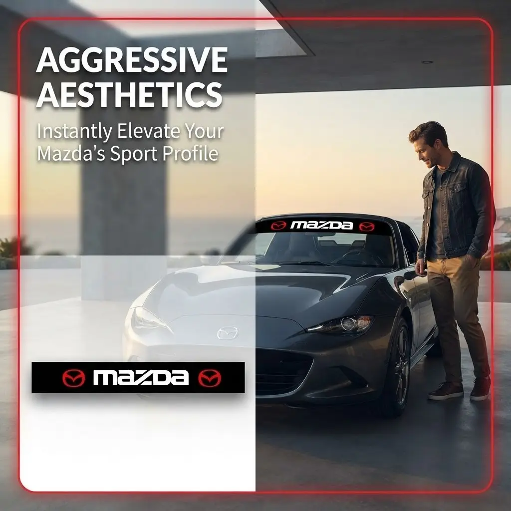 1 Pack  Windshield Banner Decal, 130×21cm Front Windshield Sun Visor Sticker Auto Decor Strip Fit  3 6 CX-3 CX-5 CX-8 CX-30 MX-5
