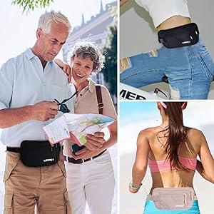 Money Belt for Travel Women and Men Slim Hidden Travel Wallet with RFID Blocking