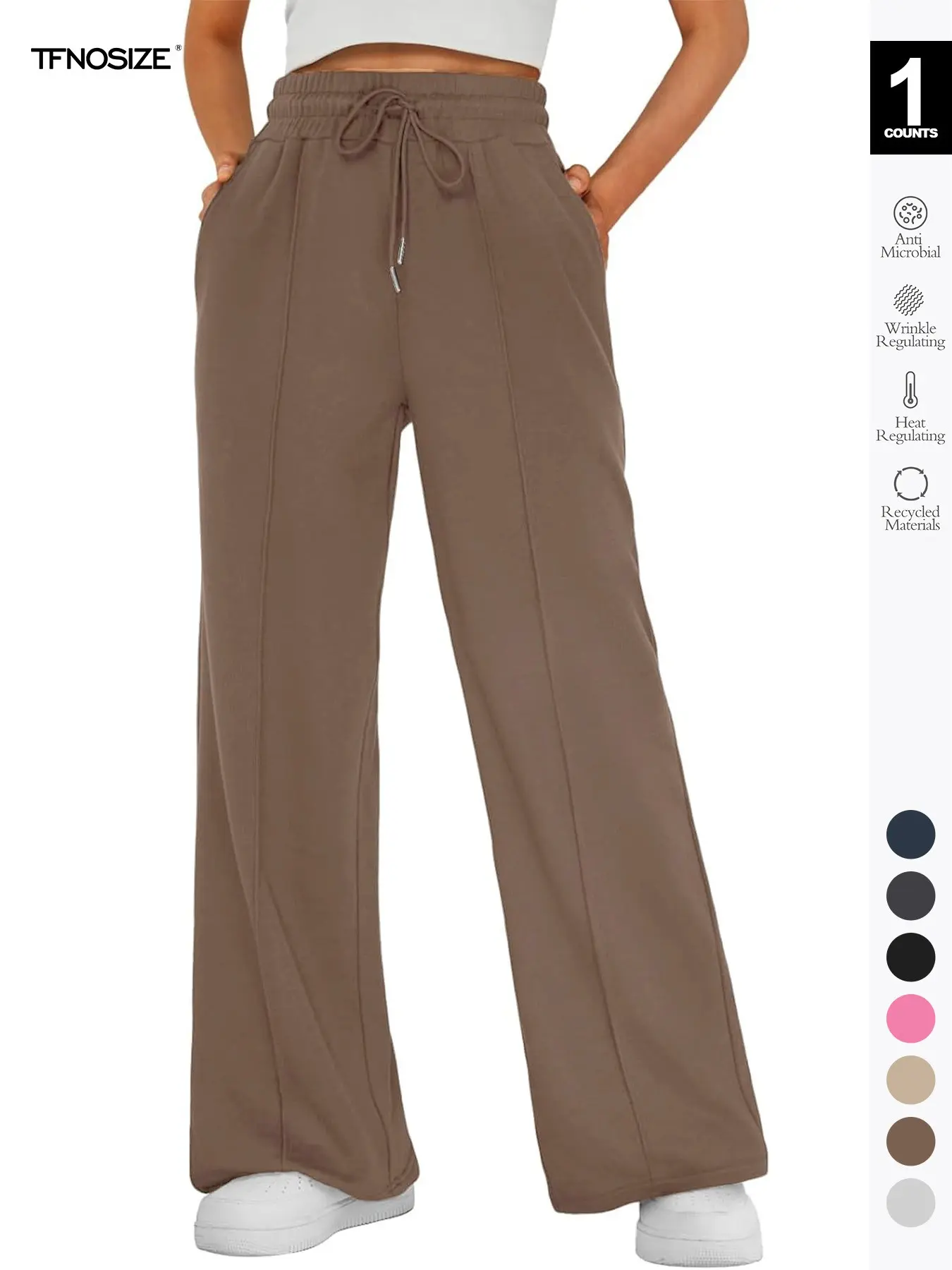 Women's 3-Pack Drawstring Wide-Leg Lounge Pants, Soft Drape Loose Fit Casual Home Wear, Pocketed Sleepwear for Outdoor Use