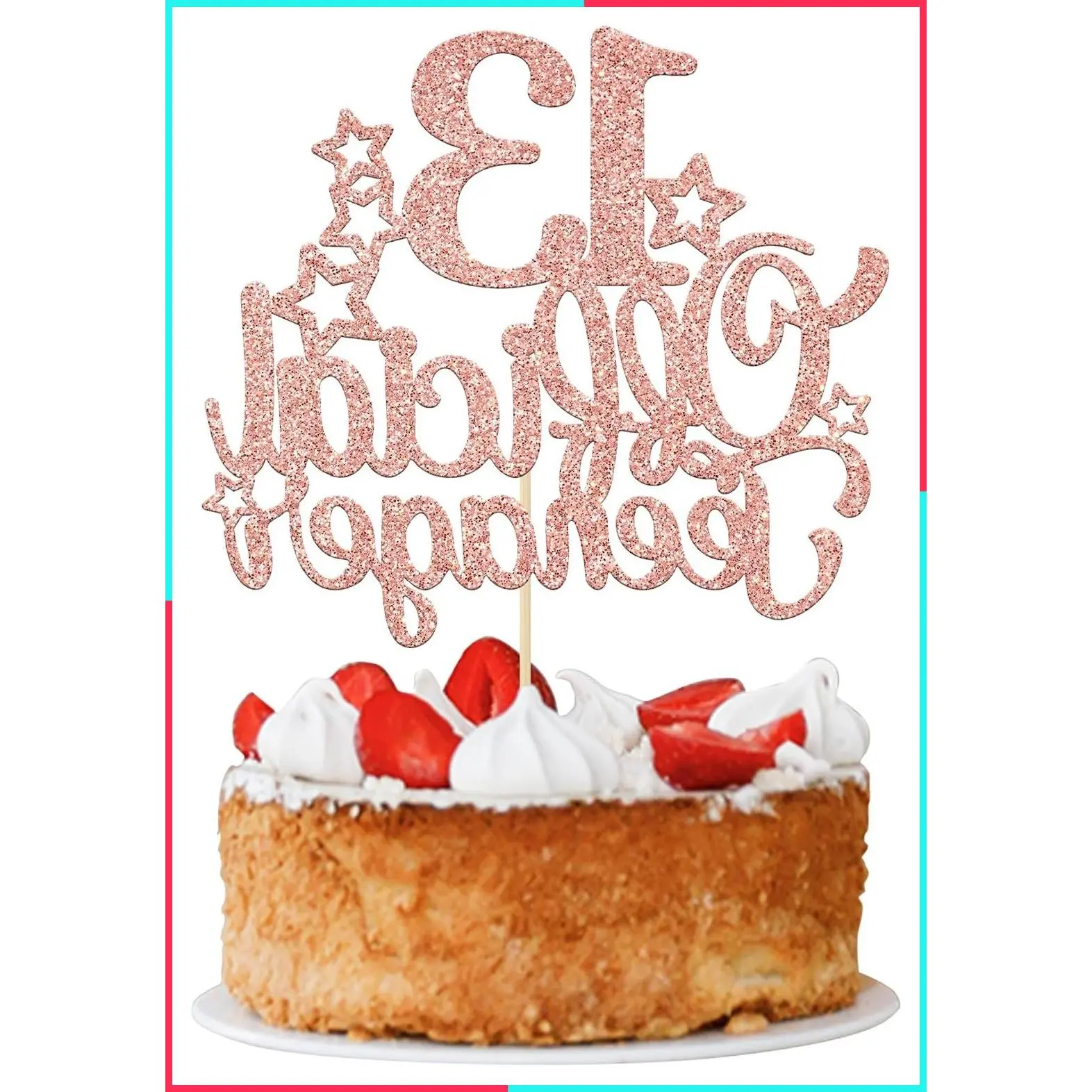 1 Pack 13 Official Teenager Cake Topper Glitter Number 13 13th Birthday Cake Pick Decorations for Teen 13th Birthday Party Decorations Supplies Rose Gold
