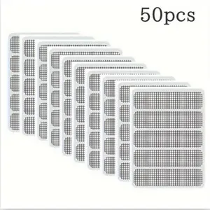 50pcs Drainage Anti-Mosquito Stickers Screen,Grey Window Screen Repair Tape,Screen Repair Kit for Windows/Doors, Strong Adhesive Patch Kit Fiberglass Mesh Tape(6x1.5cm/2.4x0.6in)