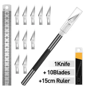 Craft Knife Set with 11 Blades and 1 Ruler Razor, New Hobby Exacto Blades Xacto for Precision Cutting, Ideal for DIY Projects