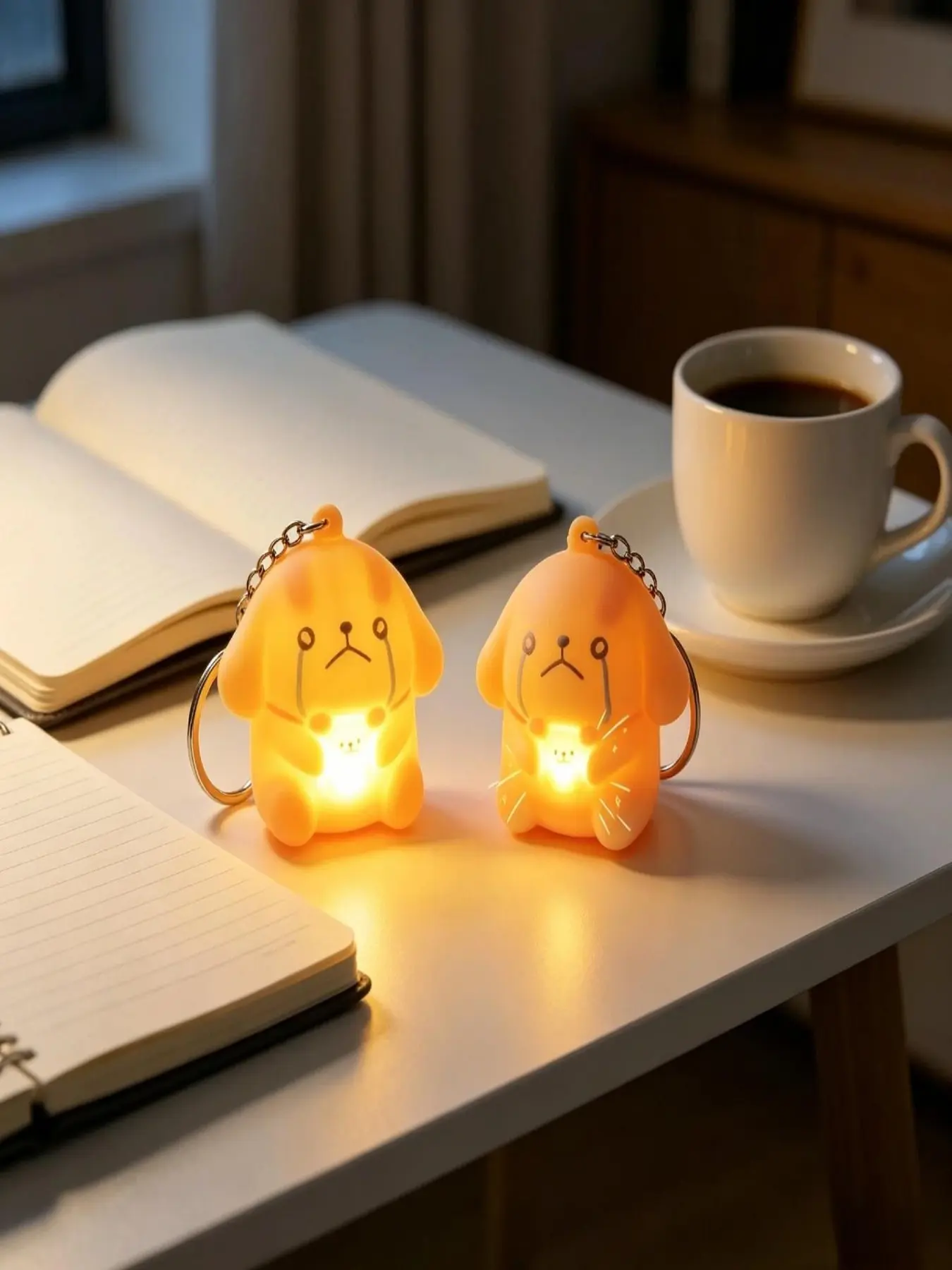 2pcs Voice Recording Glowing Puppy Keychain, Cute Creative" I Love You" Sound Toy Pendant, Luminous Dog Keyring for Couple Gift Bag Car Decor, creative gift, Heart Keychains
