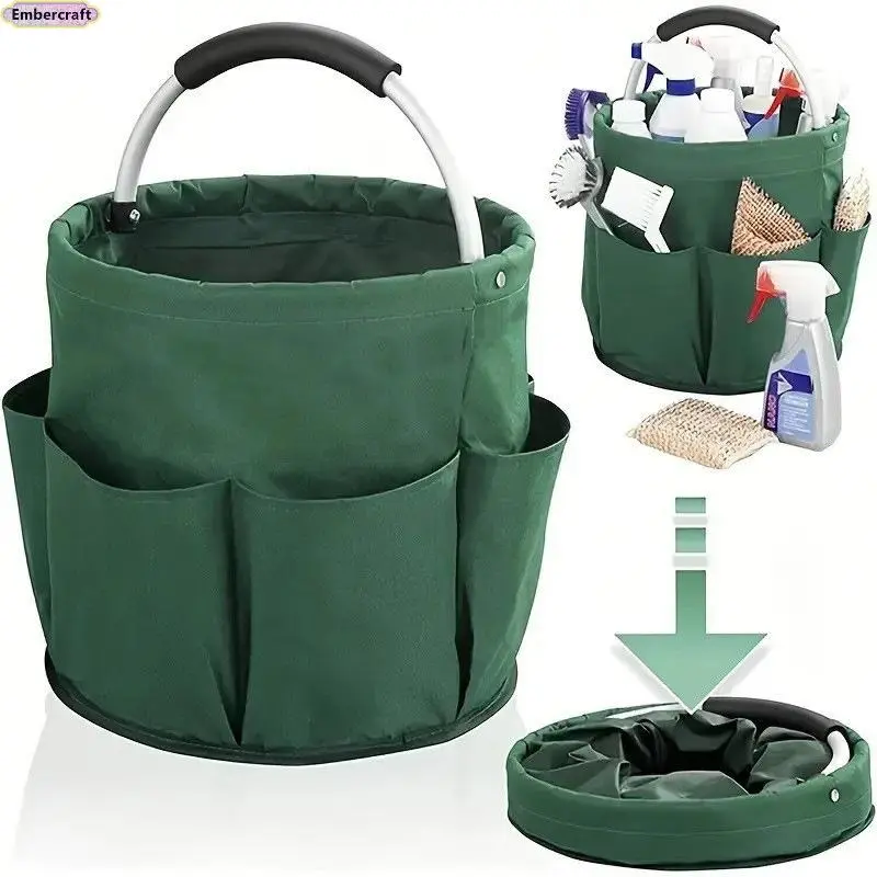 28*28cm Collapsible Oxford Cloth Handheld Tote - Compact Fold Utility Organizer, Camping Gear, Garden Tool Carrier, Grocery Holder, Picnic Date Essential, Gift Basket Ideas, Collapsible Baskets, Handheld Picnic Basket