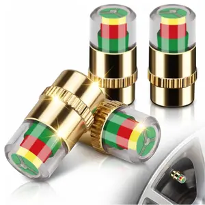 4 PCS Car Tire Pressure Monitor Valve Stem Caps, 2.4Bar 36PSI Tire Pressure Monitor Sensor Indicator, 3 Color Eye Alert Tire Pressure Monitor Valve Caps with Pressure Gauge, Fit for Most Cars