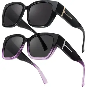 【FitOver Sunglasses】1/2Pcs Oversized Square Sunglasses for Women Men Wear Over Glasses, Frame Polarized UV400 Protection Stylish Comfortable Fit for Driving Fishing Cycling summerwins