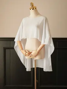 1pc Short Chiffon Bridal Cape, Women Pullover Shawl, Elegant Accessory for Dresses and Vests, Perfect for Fall