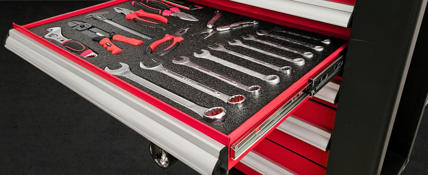 Tool Box Foam 48x16x2 inch 1PC, Foam Inserts for, Polyethylene Sheets for Toolbox Hard Case, Tool Shadow Insert, Kaizen Organizer Sheet, Black with Red