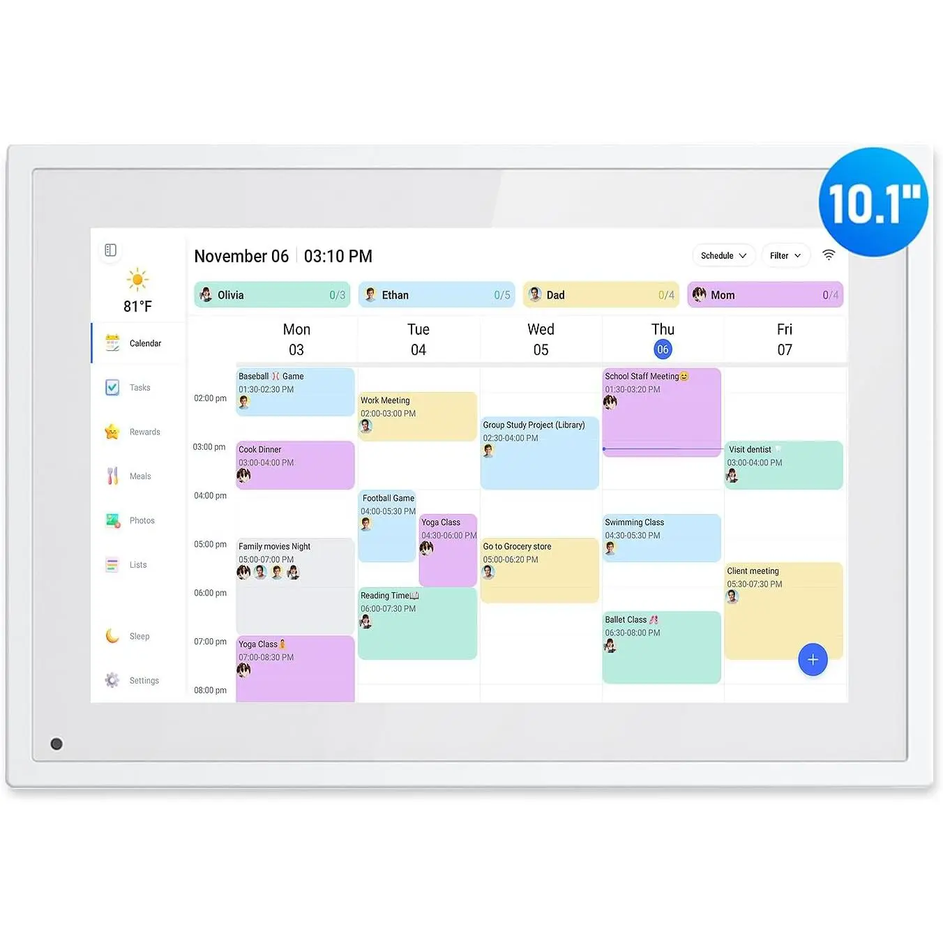 Digital Calendar, 10.1 Inch   Desk Calendar & Chore Chart, Touchscreen Interactive Display for Family Schedules with Meal Planner & Picture Frame & Lists