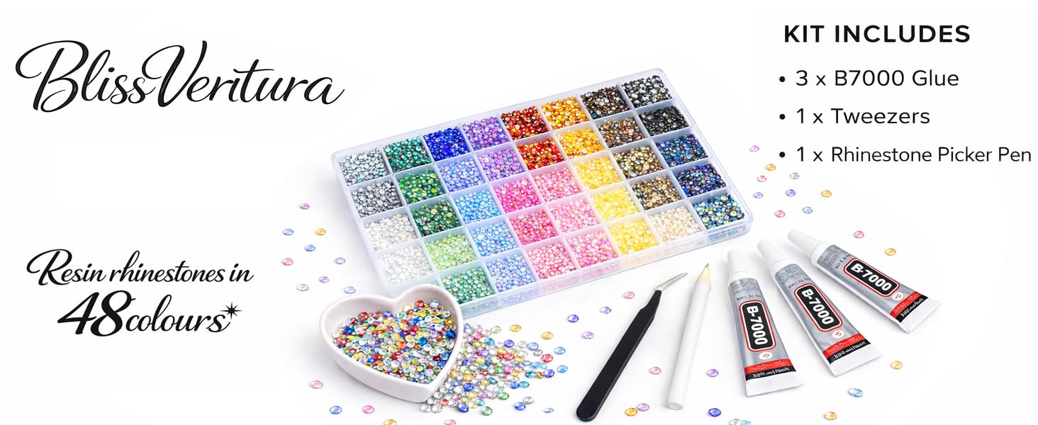 DIY Lovers 40,000Pcs 40 Color Jelly Rhinestones for Bedazzling Kit, 3mm SS10 Resin Flatback Gems with B7000 Glue for DIY Crafts, Shoes, Nails & Tumblers, Perfect Creative Gift for Girls & Crafters