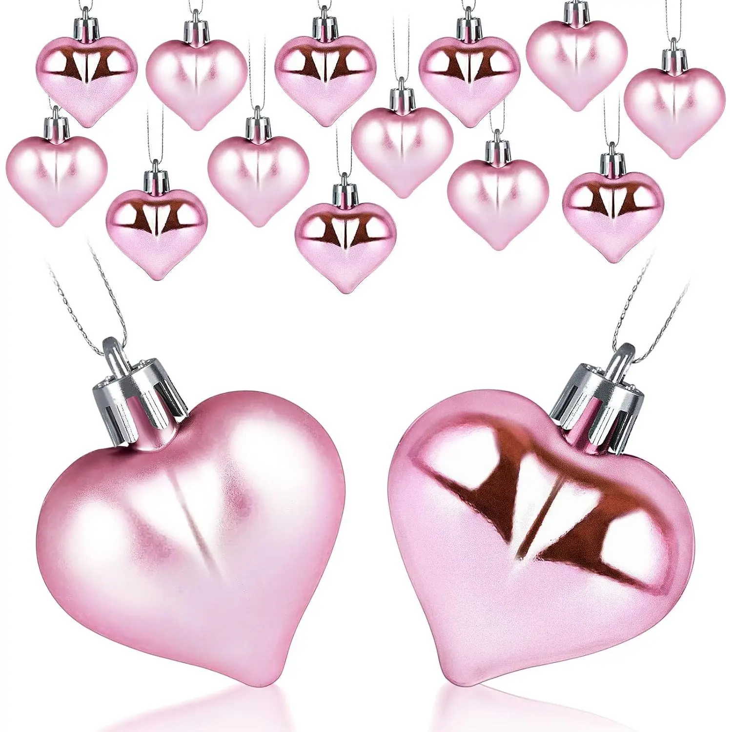 15 count Heart Shaped Decorations for Christmas Tree,  Ornaments | Small  Heart Ornaments for Christmas, Valentine’s Day Tree, Wedding Anniversary, Party Decor