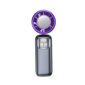 Ice Compress Handheld Fan, Turbo High Speed Cooling, USB Rechargeable Portable Mini Fan, Quiet Powerful Wind for Outdoor Office Travel, Unisex Adults Kids Summer Essential smart digital display