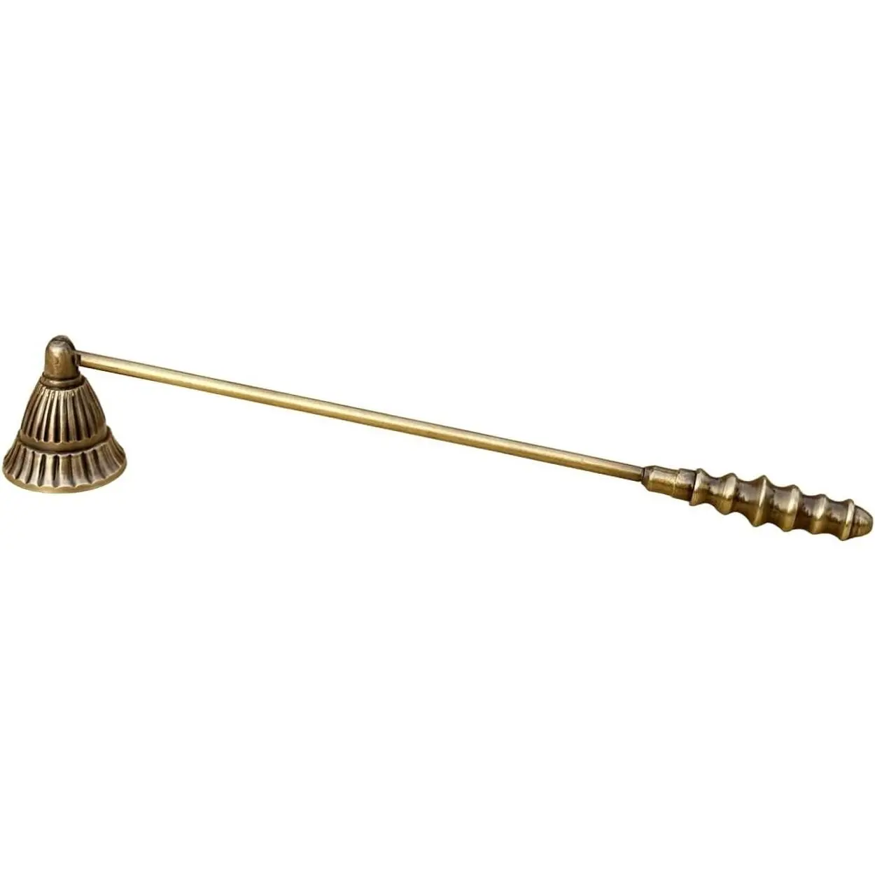 Living Ideas Handmade Solid Brass Long Handle Candle Snuffer, Farmhouse Modern Antique Gold Candle Extinguisher, Classic Wick Snuffer Gift for Candle Lovers