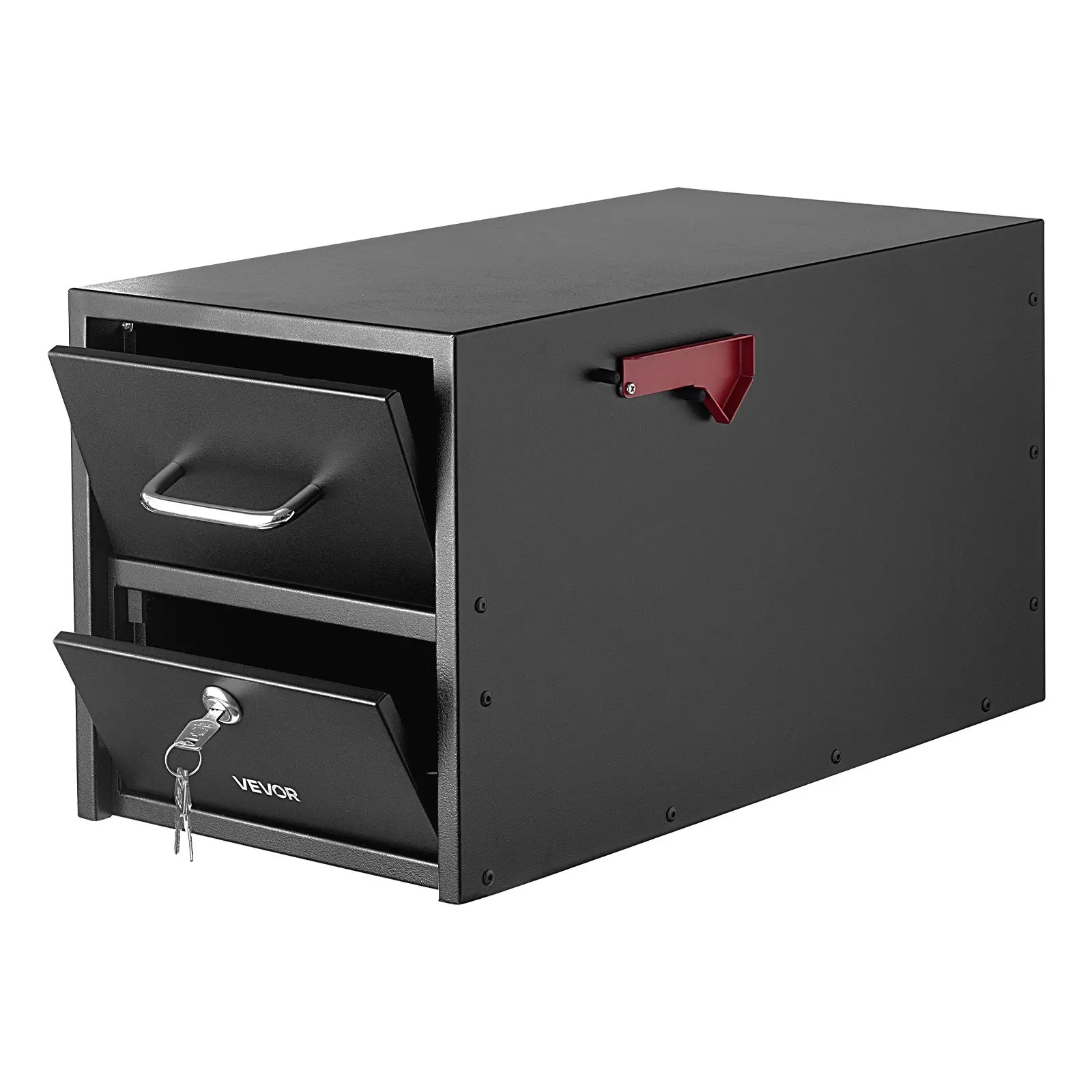 【toolupgrade】VEVOR Post Mount Mailbox, Anti-Pry Anti-Theft Mailboxes for Outside, Heavy Duty Lockable Mail Box with Magnetic Door, Weather-Resistant Metal Post Box for House Outside 21.06x 10.63x 11.22 in