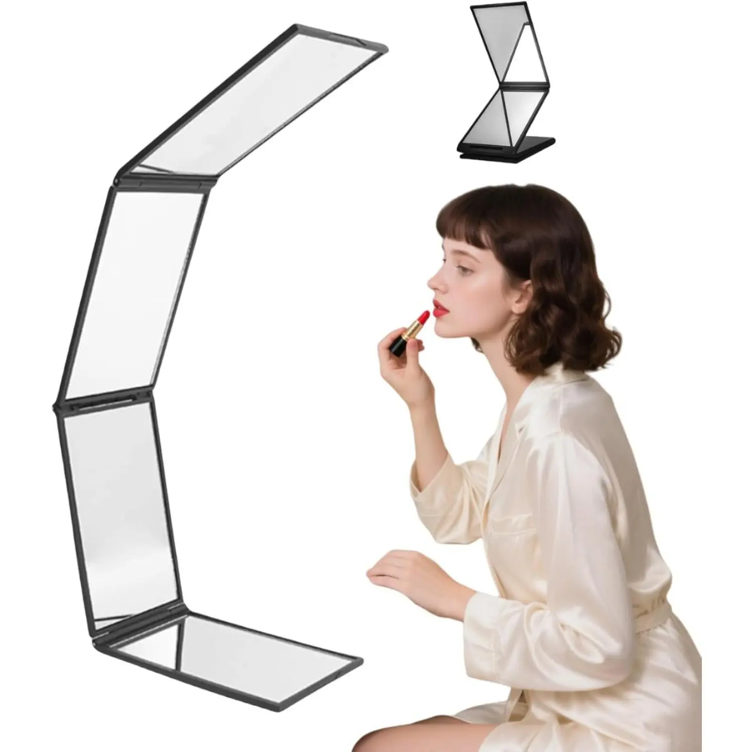 4 Way Mirror for Self Hair Cutting, 360 Degree Handheld Desktop,360 Compact Mirror for Handbag Mirrors for Women Men, 360 Portable Foldable Travel Small Pocket Folding Mirrors for Shaving Makeup, Self Haircut Mirror