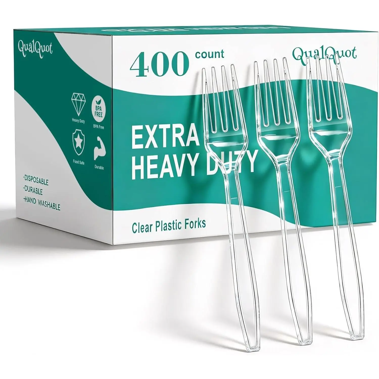400 Count Extra Heavy Duty Clear Plastic Forks Solid Durable BPA-Free Heat Resistant Premium Disposable Forks for Daily Use and Party