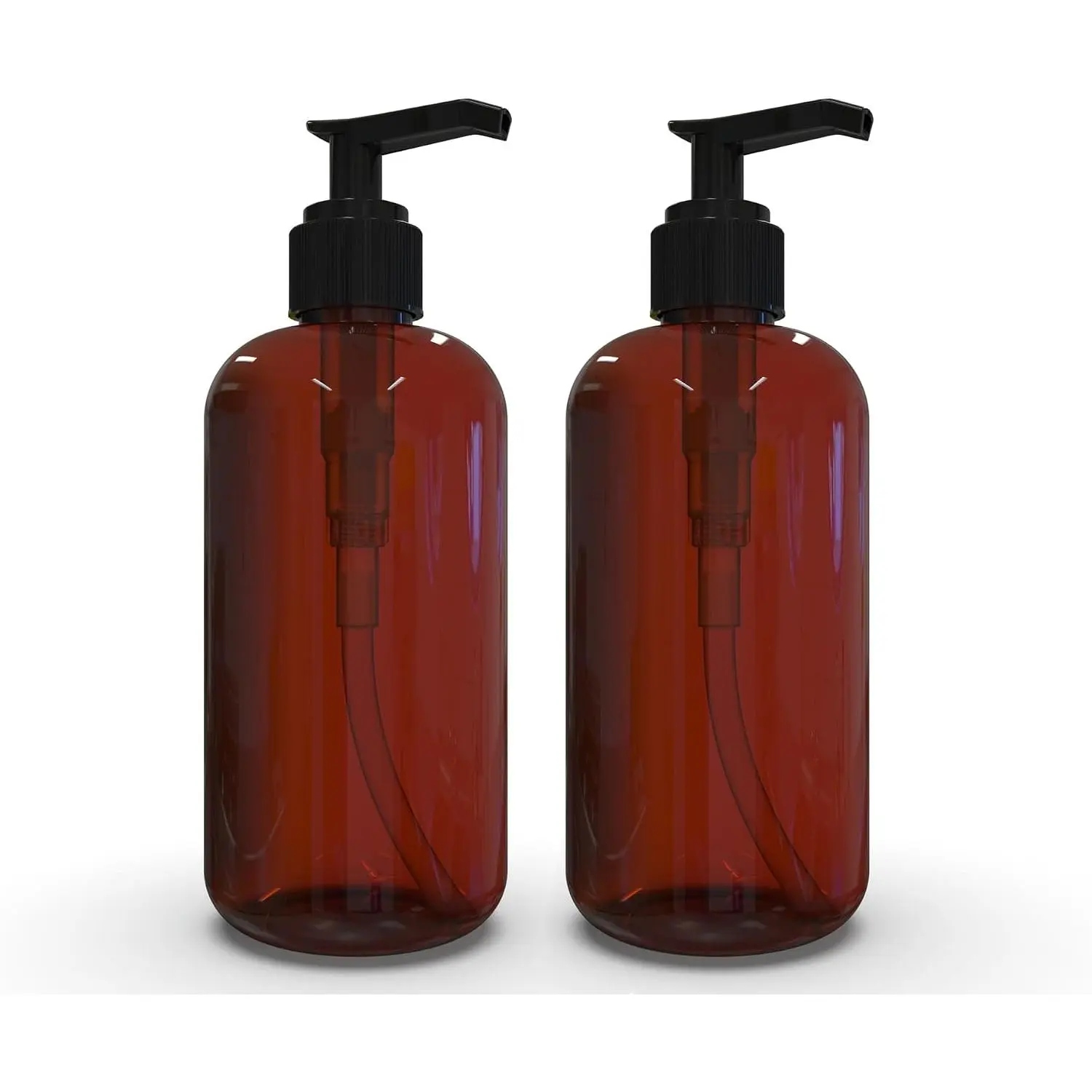 Plastic Bottles with Pump Dispenser, 8 OZ Empty,  Refillable Containers for  Wash, Moisturizer,  Cream, Liquid Soap - /Black - 2 Pack