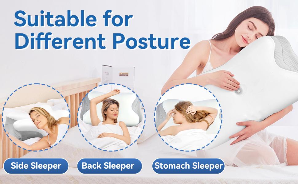 Cervical Neck Pillow for Pain Relief - Ergonomic Cooling, for Side & Back Sleepers,Grey