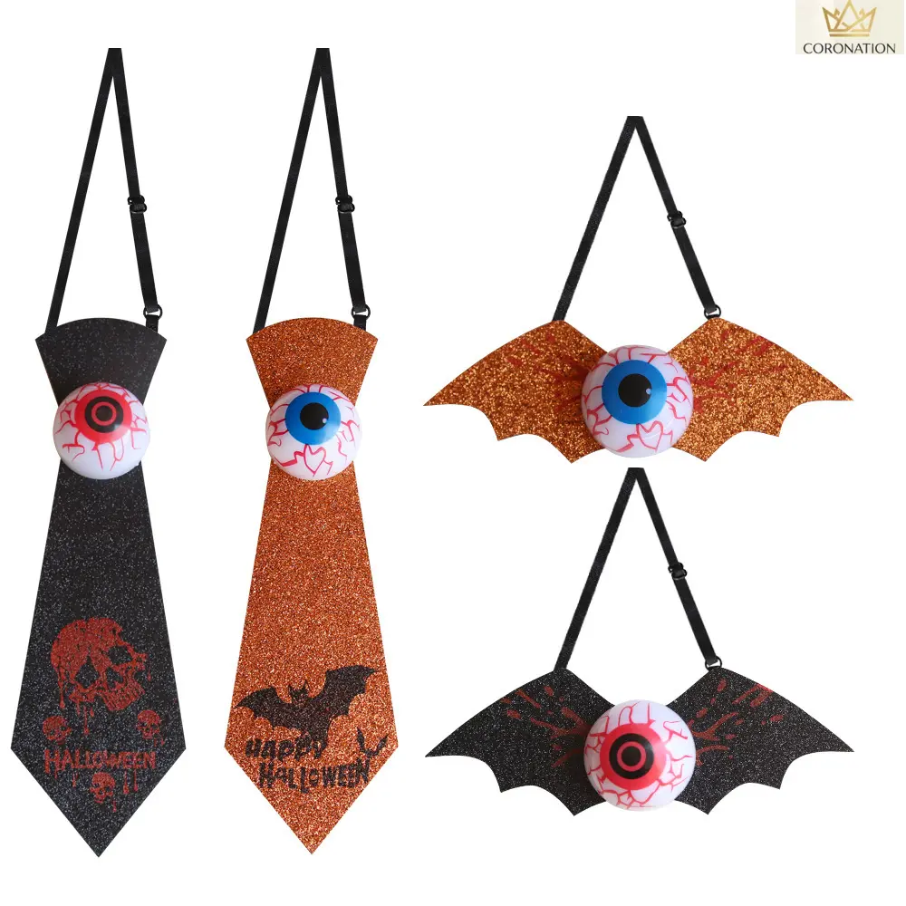 Halloween Glow Eyeball Bow Tie, Funny Bat Costume Accessory for Kids & Adults, Gold Dust Design Tie for Masquerade Party, Cosplay, Trick or Treat, Halloween Costume Dress Up & Parties