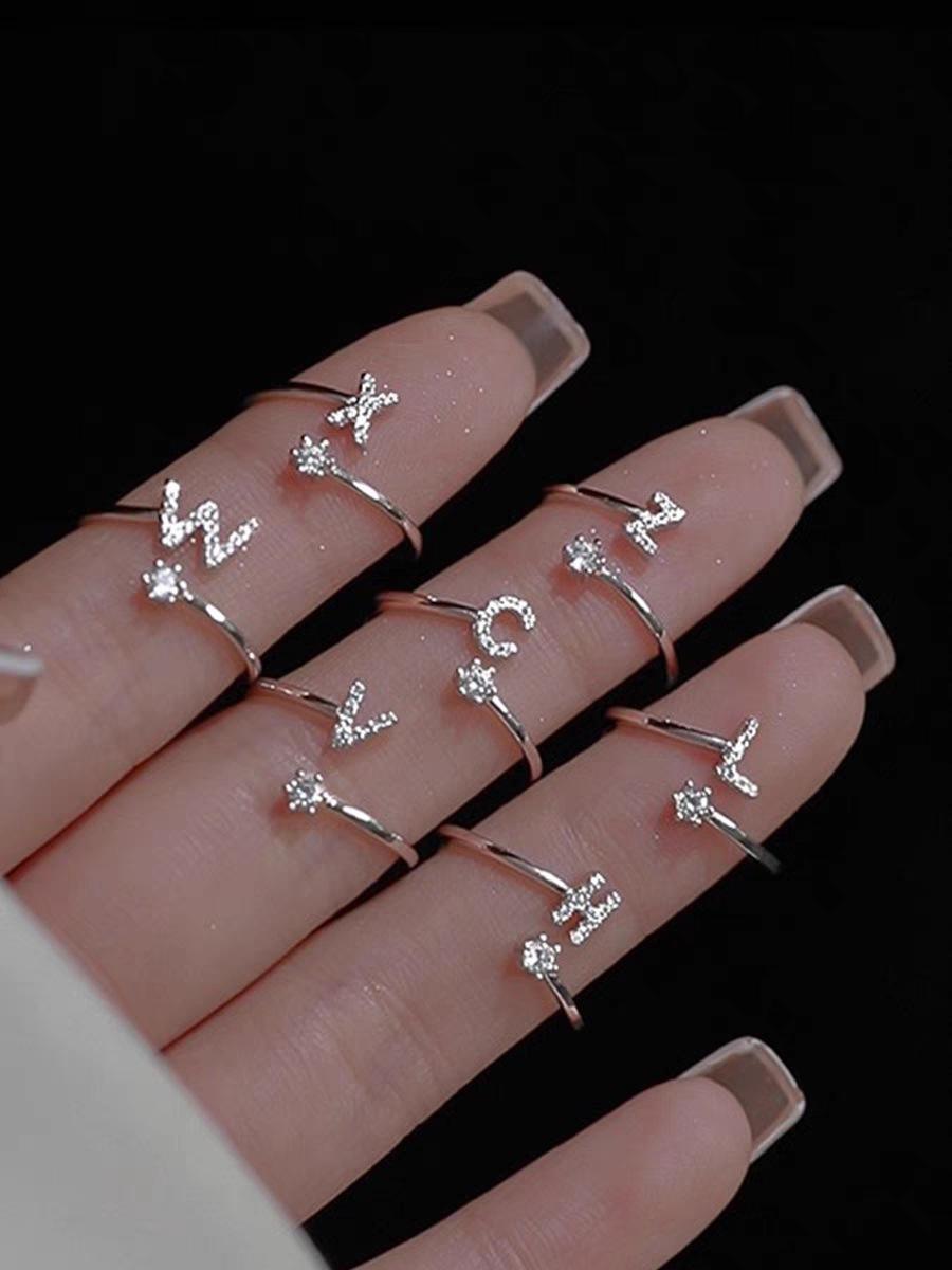 Silver Initial Rings for Women Non Tarnish Dainty Stackable Rings for Women Trendy Adjustable Capital Letter Cubic Zirconia Thumb Pinky Ring Unique Cute Open Birthday Gift Jewelry Silver Initial Rings for Women Non Tarnish Dainty Stackable Rings for Women Trendy Adjustable Capital Letter Cubic Zirconia Thumb Pinky Ring Unique Cute Open Birthday Gift Jewelry