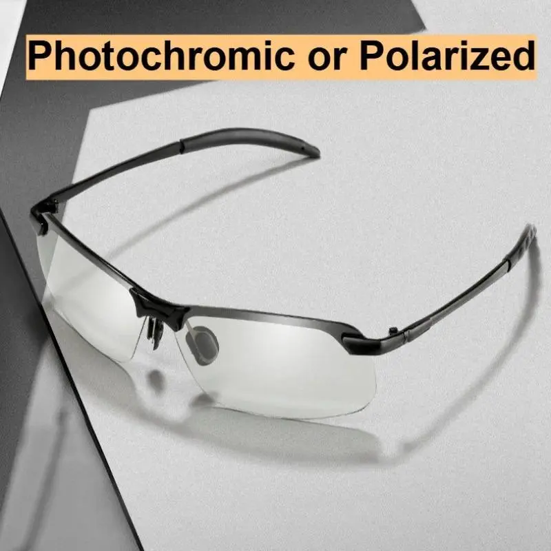 Men Photochromic Polarized Sunglasses UV400 Fishing Driving Chameleon Glasses Change Color Sun Day Night Vision Eyewear