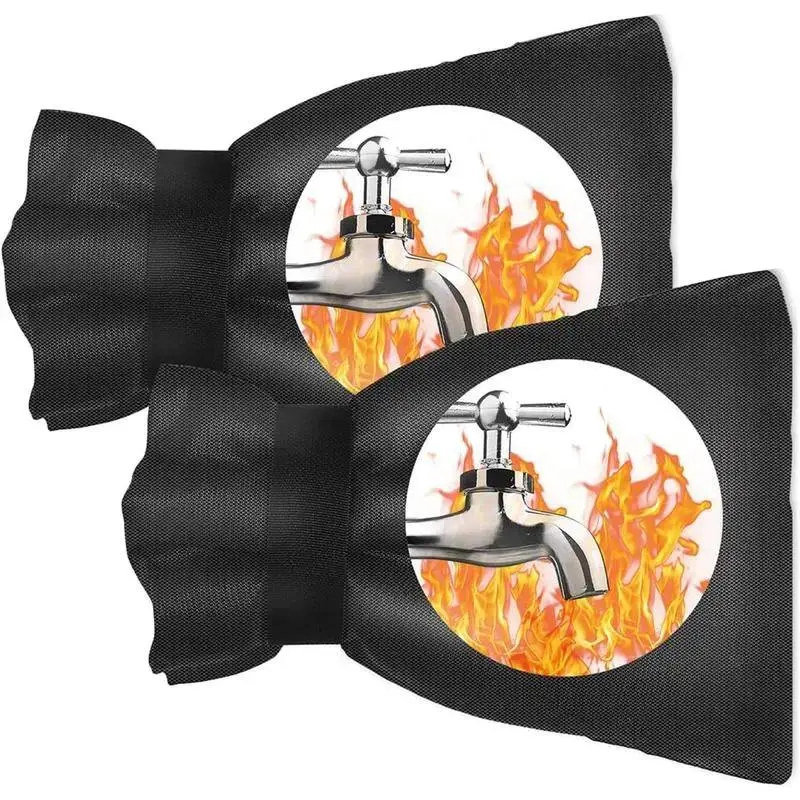 2-Pack Black Waterproof Insulated Reusable Outdoor Faucet Covers Set, 5.9" W x 8.3" H Winter Freezing Protection Spigot Backflow Pipe Covers with Backflow Block to Help Stop Reverse Flow for Home Use