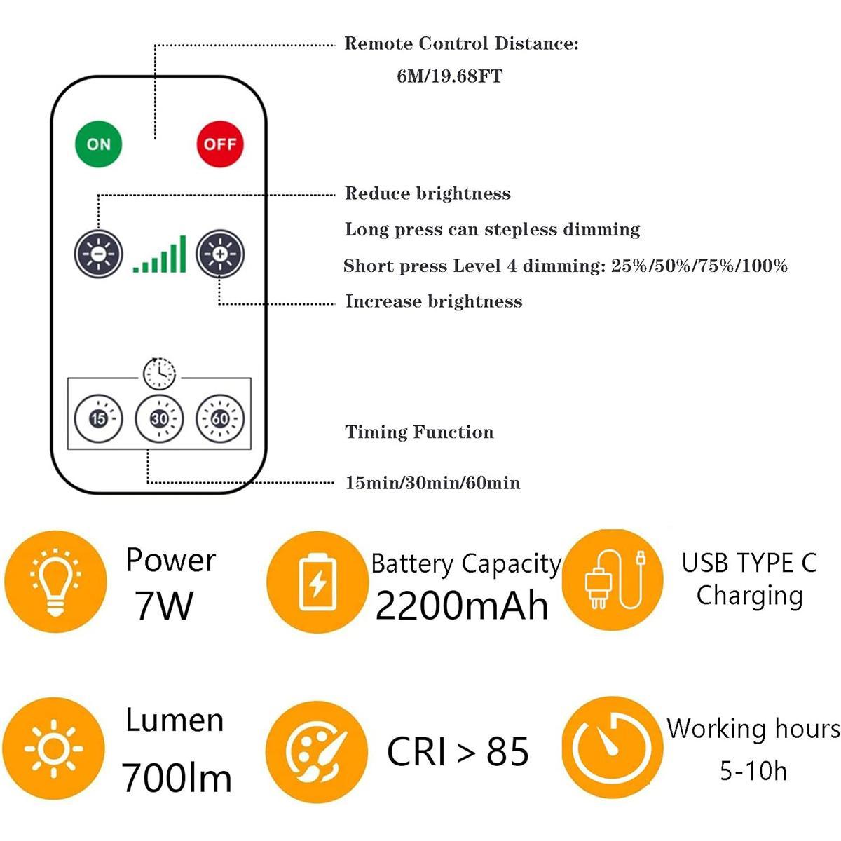 Rechargeable LED Bulb, 1 Count Smart LED Bulb with E27 Base, Dimmable LED Bulb with Timing Function, Remote Control LED Light Bulb for Home, Office, Bedroom