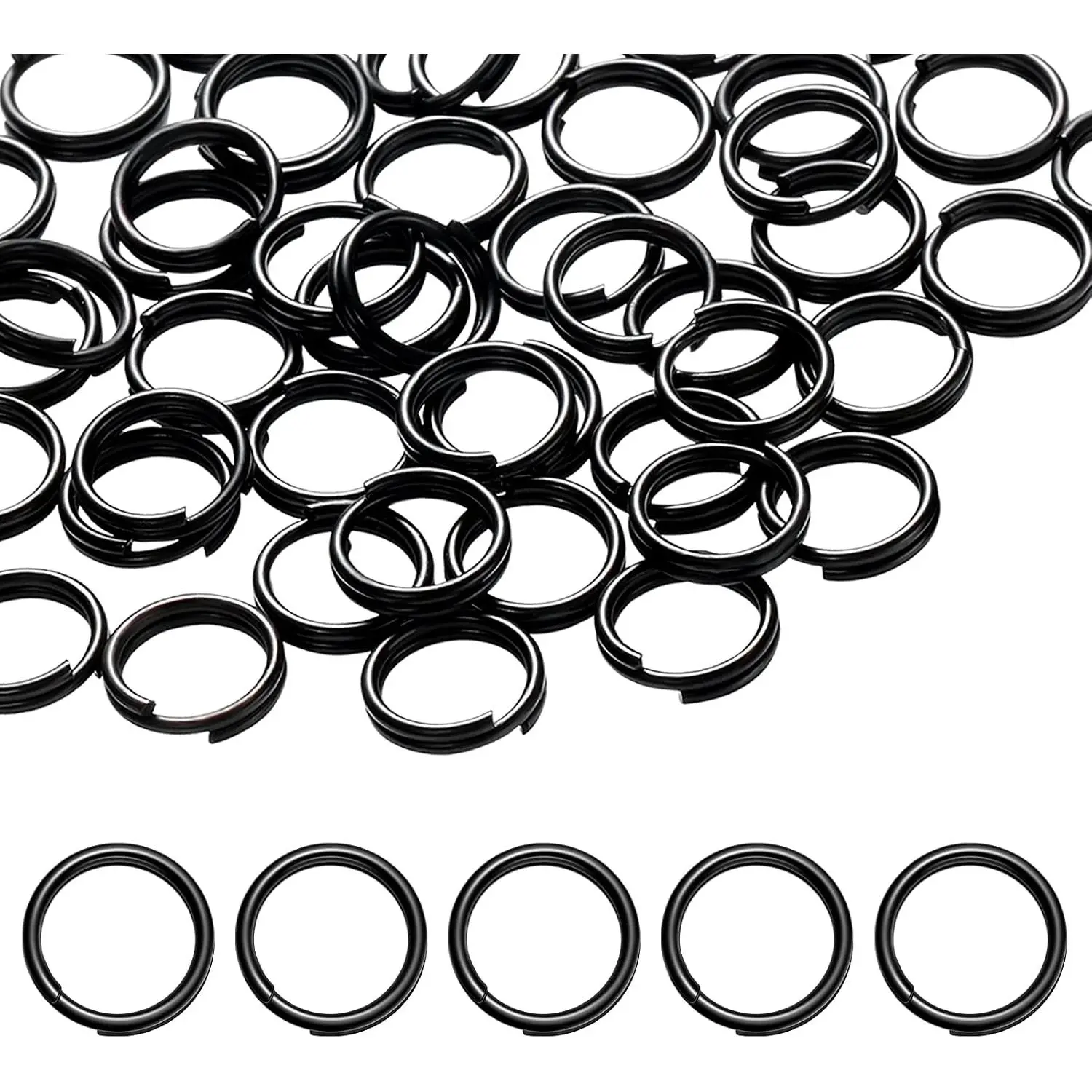 50 count Black Small Jump  Ring Heavy Duty Metal Round  Split Rings for Chain Organization DIY Crafts Accessories(10 mm)