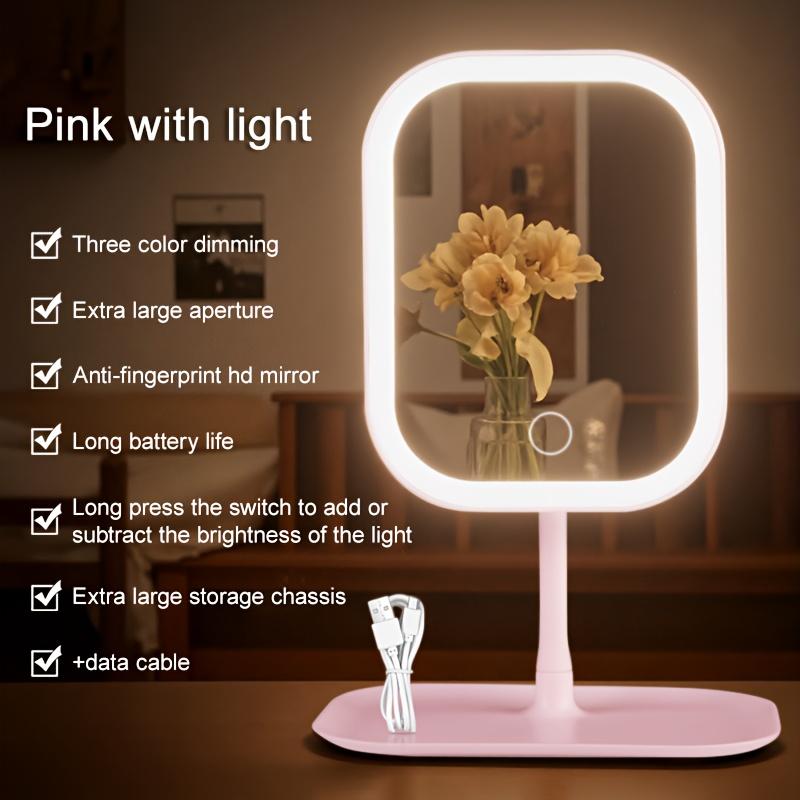 LED Makeup Mirror, Lighted Vanity Mirror with 3 Lighting Modes, Touch Control, Portable Stand and Foldable Compact Mirror, Lighted Dressing Table, Rechargeable Battery, Portable LED Makeup Mirror, Christmas Gift for Women